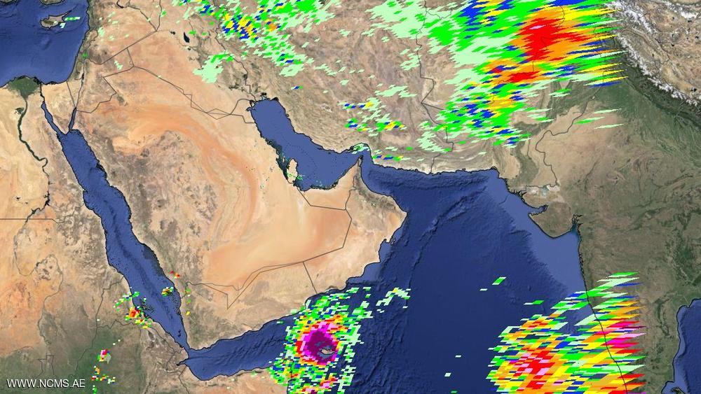 صورة جوية لحال الطقس في منطقة الخليج العربي من المركز الوطني للأرصاد الجوية في الإمارات