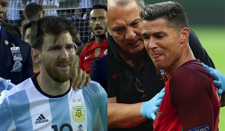 لماذا لم يحضر كرستيانو رونالدو و ميسي حفل جوائز الفيفا الأفضل the best ? Ronaldo-messi-crying-finals