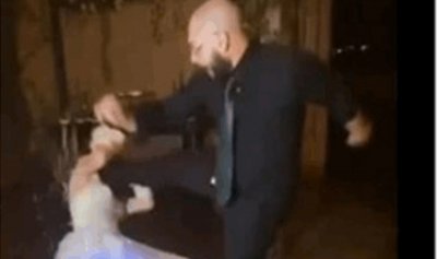 بالفيديو: عريس يركل عروسه ليلة زفافهما