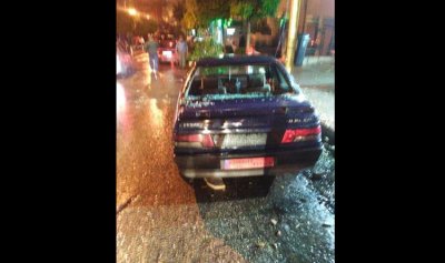 سقوط شرفات احدى الابنية في الطريق الجديدة